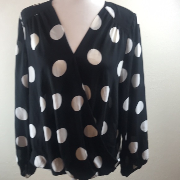 INC Petite Embroidered Dot Surplice Top,